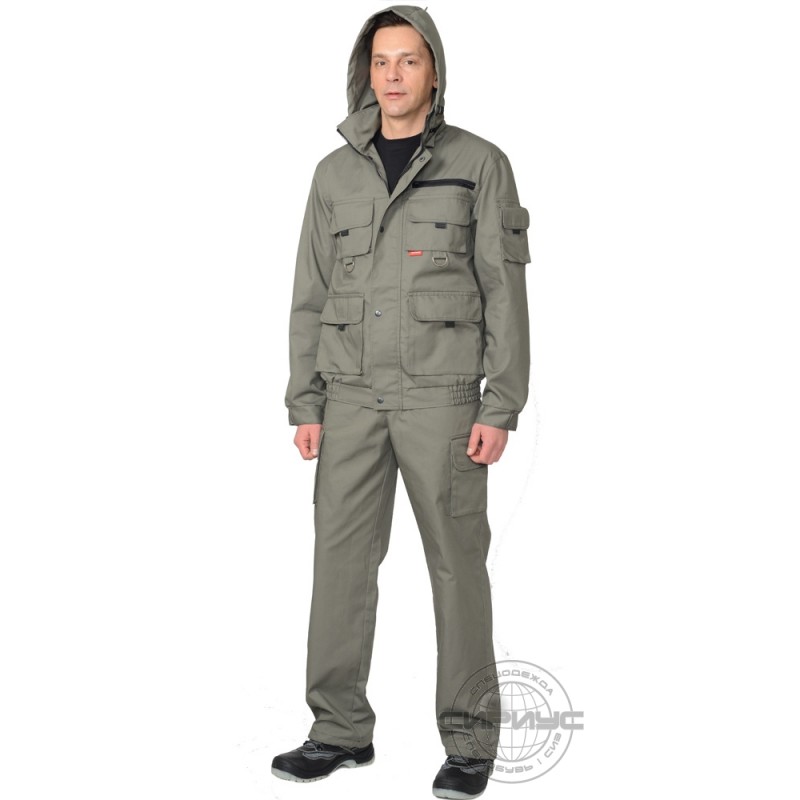 СИРИУС-БАЙКАЛ костюм, куртка кор., брюки оливковый тк. Rodos (245 гр/кв.м)