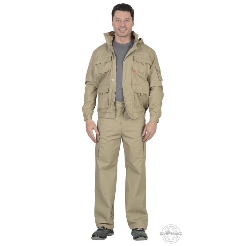 СИРИУС-БАЙКАЛ костюм, куртка кор., брюки песочный тк. Rodos (245 гр/кв.м)