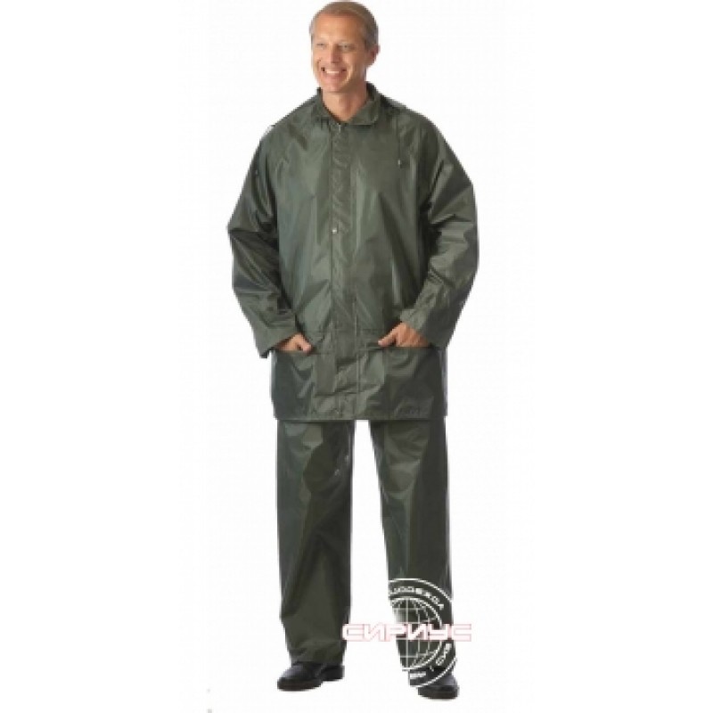 ЛИВЕНЬ костюм нейлоновый зелёный (куртка, брюки) в индивидуальной упаковке