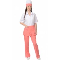 СИРИУС-СТЕФАНИ костюм женский, куртка, брюки, колпак белый с тёпло-розовым