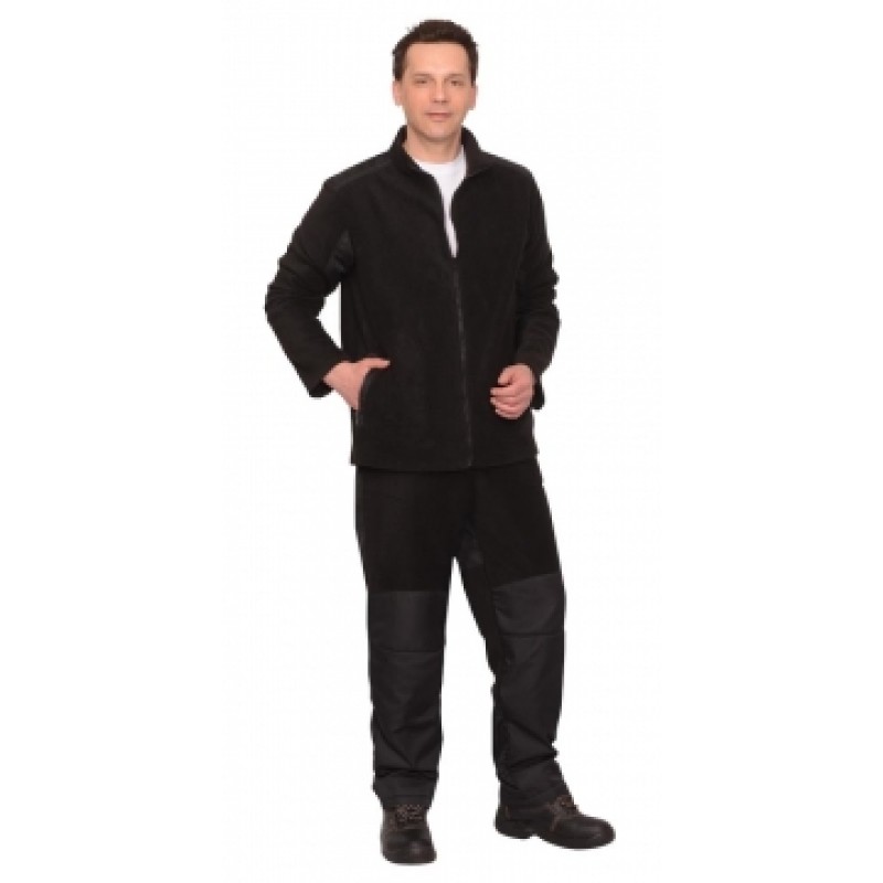 СИРИУС-FITSYSTEM костюм флисовый, куртка, брюки черный с накладками