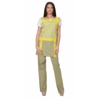 СИРИУС-ГАЛАТЕЯ комплект женский, фартук, брюки оливковый с желтым