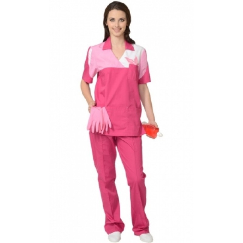 СИРИУС-ЛОТОС костюм женский, куртка, брюки сливовый с тепло-розовым
