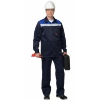 СИРИУС-СТАНДАРТ костюм, куртка, брюки тёмно-синий с васильковым и СОП 50 мм